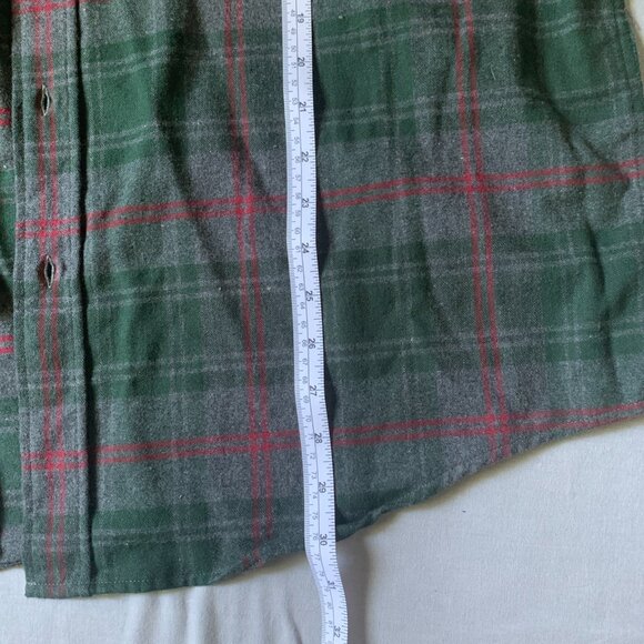 Eddie Bauer Button Up Shirt Men L Large Green Flannel Plaid Long Sleeve Collared - Picture 3 of 6